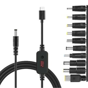 SensaBliss USB Type C PD P[u 1.2m ϊvOt 5.5x2.5mm LED\ \d 5V-9V-12V-15V-20V P[u }[d Type-C to DC A_v^[P[u dRlN^ [d 60w 3A @ gѓd