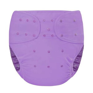 LittleForBig 大人用おむつカバー 調節可能なウエストと長さ 無地 スナップ付 漏れ防止 通気性 洗濯可 紫