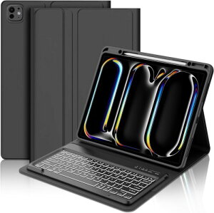 iPad Pro 13 �C���`�L�[�{�[�h�t���P�[�X(M5 2025/ M4 2024) Bluetooth�L�[�{�[�h�J�o�[ 7�F�o�b�N���C�gApple Pencil�[�d�Ή� �㑤���[ �ϏՌ� �S�ʕی� ���^ ���E�� ���p�x���� �u���b�N