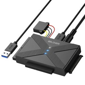 Belcheri USB 3.0 - IDE�����SATA�A�_�v�^�[ �O�t���n�[�h�h���C�u�A�_�v�^�[ ���j�o�[�T��2.5�܂���3.5�C���` SATA �܂��� IDE HDD SSD �n�[�h�h���C�u�f�B�X�N �R���o�[�^�[ 12V�d���A�_�v�^�[�t��