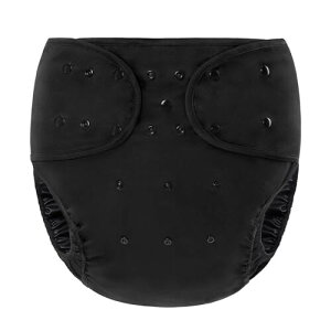 LittleForBig 大人用おむつカバー 調節可能なウエストと長さ 無地 スナップ付 漏れ防止 通気性 洗濯可 黒