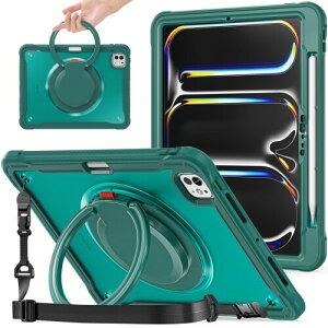�������P�[�X �p�� iPad Pro 11�C���` M5/M4 2025/2024 (��6/5����), 360°��]�X�n���h�z���_�[ �X,�X�^���h�@�\ �ϏՌ� ��� ���߉\���|���[�t�� �A�E�g�h�A,���@�\ �S�ʕی� �y���z���_�[�t��,