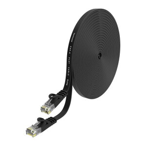 Lovicool LANケーブル 15m カテゴリ6 ストレート フラットタイプ イーサネットケーブル RJ45コネクタ ギガビット ツメ折れ防止 やわらか ブラック モデム ルーター等に対応