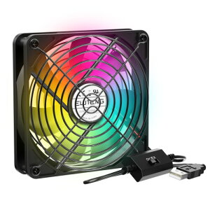 ELUTENG USB�t�@�� 12cm RGB 7�F�ω� ��p PC�t�@�� ����1500RPM 3�i�K�������� �É� ���^ 7���H�� ������ ��� usb �Q�[���@ ���[�^�[�ȂǑΉ�