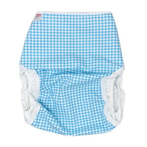 (ママミッケ) おむつカバー 股おむつ 大人用 かわいい マジックテープ サイズ調整 快適 防水加工 (白色、チェック、ブルー, L)