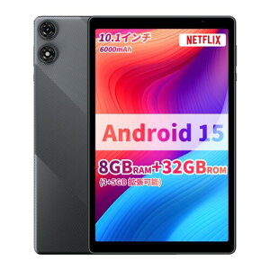 NEWISION 10�C���` �^�u���b�g (Android 15)�b5�R�ACPU�b8GB RAM�b32GB / �ő�1TB�g���bGMS�F�؁b6000mAh�bType-C�[�d�b�f���A���X�s�[�J�[�b�O���[