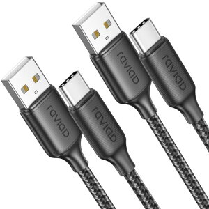 RAVIAD USB Type C P[u^Cvc P[u 3A }[d QuickCharge3.0Ή USB2.0Ki USB-A to USB-C R[h ϋviC҂ iPhone 16/15ProMAX,iPad Pro,SamsungGalaxyS24/S23/S22/S21/S20,Sony,Pixel,^Cvc@