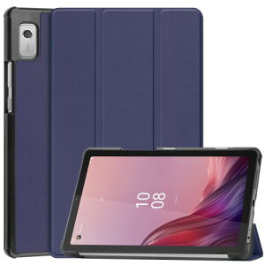 For Lenovo Tab M9 9�C���` 2023�N���� �P�[�X �y�� ���^ PU ���U�[ �X�}�[�g �J�o�[ �ϏՌ� ���h�~ �n�[�h �w�� �P�[�X �O�܂� �X�^���h �@�\ Lenovo Tab M9 TB-310FU / TB-310XU / ZAC30178JP �Ή� (�u���[)