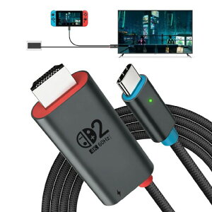 Switch 2 �h�b�N ���^ HDMI�P�[�u�� 4K60Hz�e���r�o��/PD100W�[�d 2M