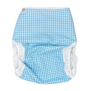 (ママミッケ) おむつカバー 股おむつ 大人用 かわいい マジックテープ サイズ調整 快適 防水加工 (白色、チェック、ブルー, LL)