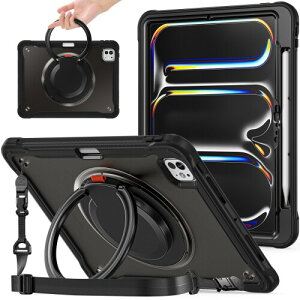 �������P�[�X �p�� iPad Pro 11�C���` M5/M4 2025/2024 (��6/5����), 360°��]�X�n���h�z���_�[ �X,�X�^���h�@�\ �ϏՌ� ��� ���߉\���|���[�t�� �A�E�g�h�A,���@�\ �S�ʕی� �y���z���_�[�t��,