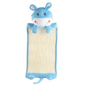 FRIENPET ߂ƂV[g  L ܌ ܂Ƃ}bg Hanging Cat Scratcher, Linen Cat Scratching Mat, Cat Scratch Pad with Cute Animal Shape Doll (Blue_Hippo)