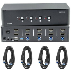 Bytecc KVM �X�C�b�` 2 ��̃��j�^�[�A4 ��̃R���s���[�^�[�A4 ���� 2 �o�́AUSB 3.0 �W���b�N�t�� 8k HDMI �X�C�b�`�A4 ��̃R���s���[�^�[�ŃL�[�{�[�h�ƃ}�E�X �Z�b�g�����L�AWindows/Mac/Linux