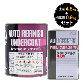ロックペイント ミラクルプラサフHB (グレー) 硬化剤セット 202-1940 5.4kg