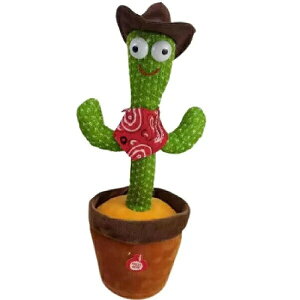 帽子付き ダンシングサボテンカウボーイ ぬいぐるみ 子供の日 誕生日 クリスマス プレゼント 踊るサボテン おもちゃ 動く 真似するぬいぐるみ 歌うサボテン ギフト 踊る 音楽 録音 ぬいぐ
