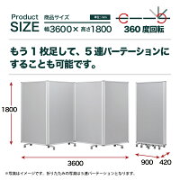 コマイパーテーション4連スクリーンクロスグレーワイドキャスター付可動式幅3600mm×高さ1800mm(幅360cm×高さ180cm)TP4-1809BN-FFYY