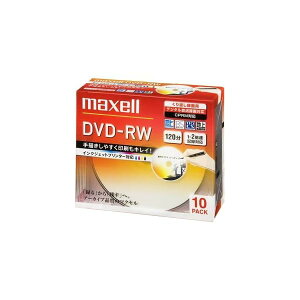 maxell �^��p DVD-RW 120�� 2�{���Ή� �C���N�W�F�b�g�v�����^�Ή��z���C�g(���C�h���) 10�� 5mm�P�[�X�� DW120PLWP.10S