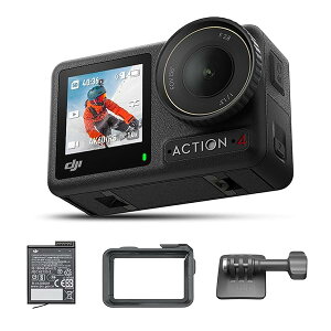 DJI �A�N�V�����J���� Osmo Action 4 �X�^���_�[�h�R���{ 4K/120fps�Ή� �h���A�N�V�����J���� 1/1.3�C���`�Z���T�[���� �����̒�Ɠx���\ 10-bit & D-Log M �J���[�p�t�H�[�}���X �����ԋ쓮��1770 mA