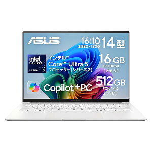 ASUS �m�[�g�p�\�R�� Zenbook S 14 UX5406SA 14�C���` �C���e�� Core Ultra 5 226V ������ 16GB SSD 512GB Windows