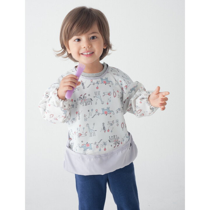 楽天市場】【10％OFF】《コンビミニ》ポケッタブル長袖お食事エプロン（パレード） : 男の子 女の子 | パープル 可愛い ベビー キッズ 長袖  食事 保育園 離乳食 子供 食事用エプロン 入園準備 入園グッズ ベビーエプロン 食べこぼし かわいい 赤ちゃん 袖付き ...