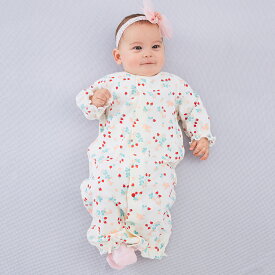 《コンビミニ》ワンタッチツーウェイオール（いちご） : 女の子 50cm 60cm 70cm | 赤ちゃん 服 ベビー服 ウェア 出産準備 出産祝い ツーウェイオール 退院 ロンパース 長袖 カバーオール ブランド ドレスオール おしゃれ【新生児】