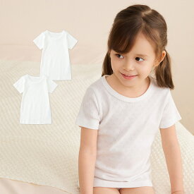 【5%OFF】《コンビミニ》レース半袖Tシャツ2枚組 : 女の子 80cm 90cm 100cm 110cm 120cm 130cm | 肌着 肌着セット キッズ 子供 夏服 100 綿 女児 ウェア コットン ティーシャツ 下着 子ども 服 Tシャツ ガールズ インナー 綿100