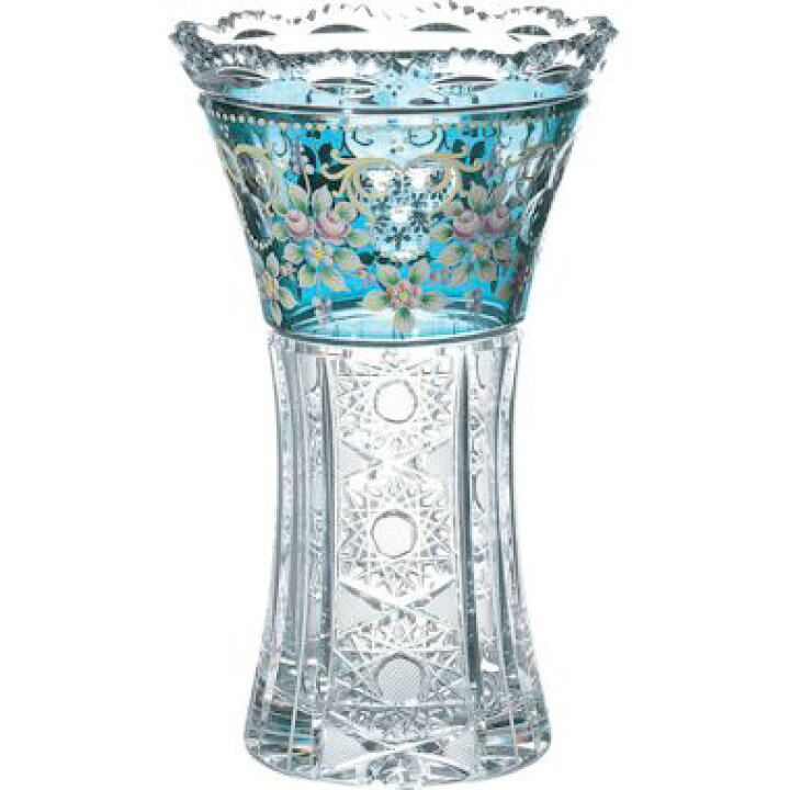 楽天市場】【送料無料】ボヘミアングラス ブルーラスターローズ 花瓶 