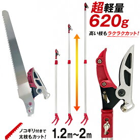 【楽天ランキング1位】 女性 うれしい 長さ 2m 超軽量 620g 鋸刃付き アンビル刃 大進 高枝切りバサミ 剪定鋏 キャッチ機能 ノコギリ付き 枝切ばさみ 高枝切り狭 はさみ のこぎり 高枝切鋏 超 軽量 たかえだきりばさみ 高枝切り 剪定ばさみ ロング 長い 枝切りはさみ 伸縮