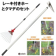 【楽天ランキング1位】 大進 アルミ柄 ステンレス 三角ホー レーキ 付 とクマデ のセット 草取り 草刈り …