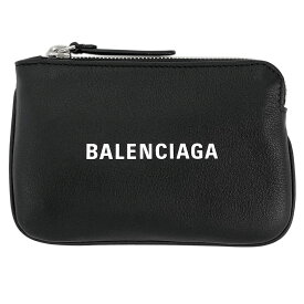 バレンシアガ ポーチ 492464-1000 BALENCIAGA バレンシアガ コーナー ジップ ミニ マチなし カードポーチ スムースカーフ ブラック アウトレット 新品