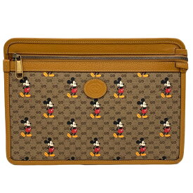 グッチ バッグ 602552-8559 GUCCIxDISNEY クラッチバッグ ミッキーマウス ミニGGスプリーム ベージュ/エボニー カーフブラウン アウトレット 新品