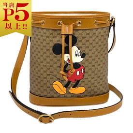 グッチ バッグ 602691-8559 GUCCIxDISNEY ショルダー スモール バケットバッグ ミッキーマウス ミニGGスプリーム ベージュ/エボニー カーフブラウン 新品