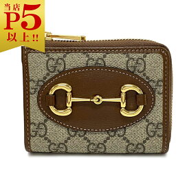 【対象商品Max50％OFF★】グッチ カードケース 644459-8563 GUCCI L字ファスナー 小銭入れ付き ホースビット 1955 GGスプリーム ベージュ カーフブラウン アウトレット 新品【6/11 2時迄】