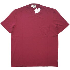 エルメス Tシャツ H037705HA54 HERMES ソルド メンズ 半袖 丸首 無地 前ポケット付き CASSIS カシスレッド 新品