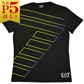 アルマーニ Tシャツ メンズ エンポリオ アルマーニ EA7 丸首 半袖 7 ストライプ プリント ブラック M.L サイズ 04503