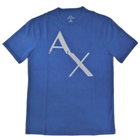 アルマーニ Tシャツ メンズ アルマーニ・エクスチェンジ 丸首 半袖 ロゴ プリント AX ブルー S.M.L サイズ 04051