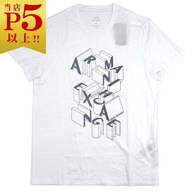 アルマーニ・エクスチェンジ Tシャツ A/X メンズ 丸首 半袖 3D ロゴ プリント ホワイト Lサイズ 3LZTBV axt05105 新品