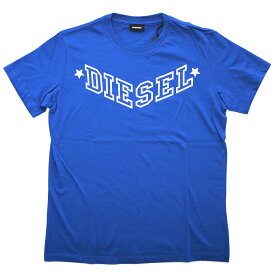 【ポイント6倍以上★】ディーゼル Tシャツ メンズ 半袖 丸首 DIESEL ロゴプリント ブルー Sサイズ 30307 新品