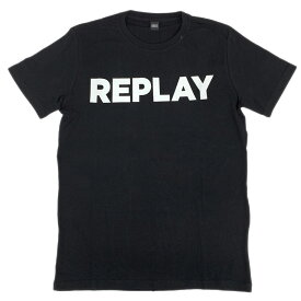 リプレイ Tシャツ M3594 REPLAY メンズ 半袖 丸首 ベーシック ジャージー クルーネック ロゴTEE ブラック Mサイズ 04110 アウトレット 新品