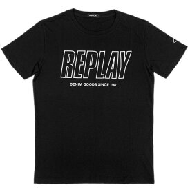 リプレイ Tシャツ M3395 REPLAY メンズ 半袖 丸首 ロゴ プリント ブラック M.L サイズ 04718 アウトレット 紙袋付き 新品