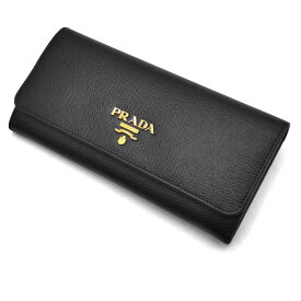 中古 極美品 プラダ 財布 PRADA サフィアーノ Wホック 二つ折り 長財布 IDケース付き 黒 NERO ブラック レディース 1MH132