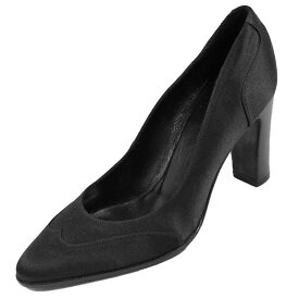 中古 エルメス 靴 HERMES パンプス サテン サイズ35 1/2 約22.5cm ハイヒール ブラック 黒 レディース JJS01736