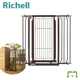 ペット用木製ハンズフリーゲートリッチェル Richell 足でも手でも簡単に開けられる木製のペットゲート。