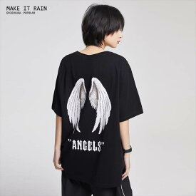 トップス Tシャツ ビッグT 袖あり 半袖 Uネック ラウンドネック 襟なし ワイド シンプル カジュアル 大人 おしゃれ お洒落 かっこいい ラフ メンズライク マニッシュ ボーイッシュ スポーティー 個性的 クール モード系 モダン 主役級 存在感 プリント 春 夏 10代 20代 30代