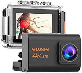 【中古】MUSON(ムソン) アクションカメラ 4K 高画質 手振れ補正付き webカメラ WiFi搭載 リモコン付き 外部マイク対応 40M防水 2000万画素 170度広角レン