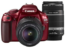 【中古】Canon デジタル一眼レフカメラ EOS Kiss X50 ダブルズームキット EF-S18-55mm/EF-S55-250mm付属 レッド KISS