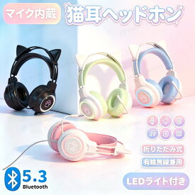 猫耳ヘッドホン ヘッドフォン ゲーミングヘッドセット ゲームヘッドホン 有線ヘッドフォン オーバーイヤーヘッドホン 可愛い 3.5mm 有線 マイク付き 40mmスピーカー 密閉型 立体音響 新年プレゼント ハロウィン