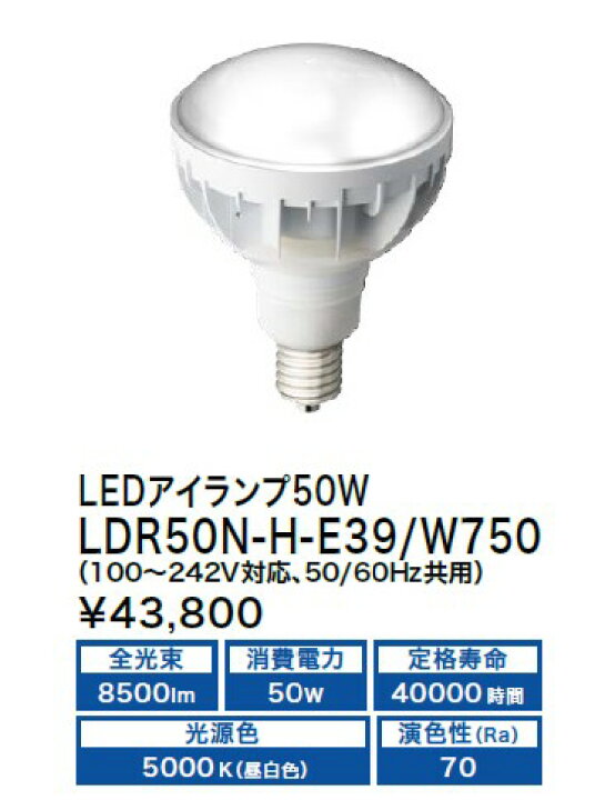 楽天市場】IWASAKI(岩崎電気)LEDioc(レディオック)LEDアイランプ50W  