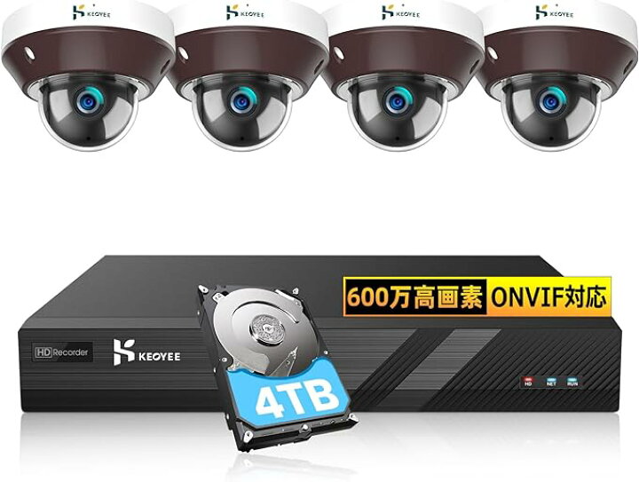 楽天市場】【多機能600万画素防犯カメラ】KEOYEE 360°全方位監視 POE 