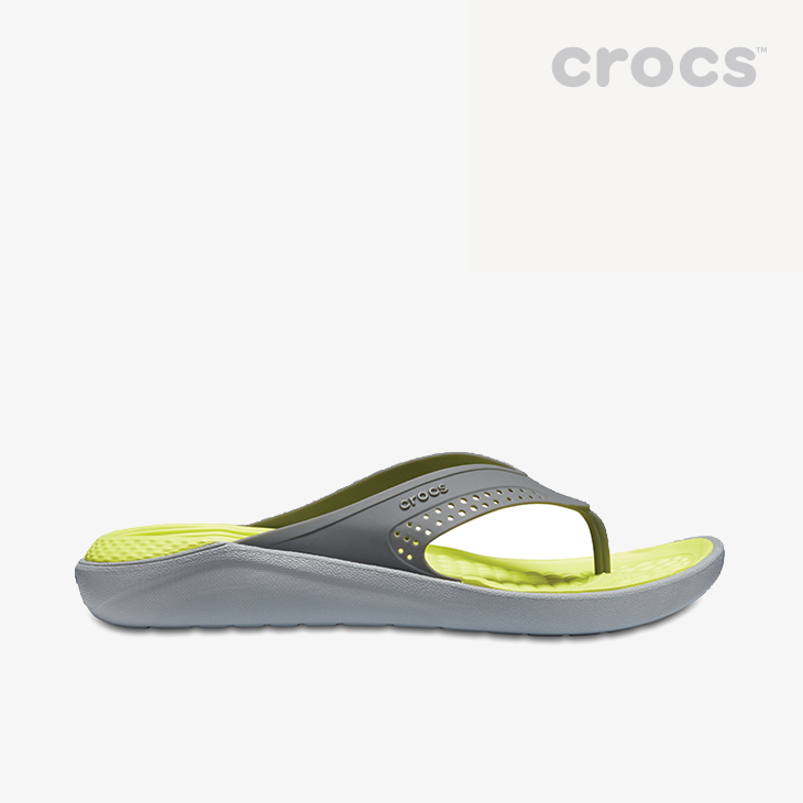 クロックス《ユニセックス》ライトライド フリップ スレート グレーｘライト グレー CROCS LiteRide 驚きの値段 Sandal GreyｘLight 品質が完璧 Flip Slate Grey - #